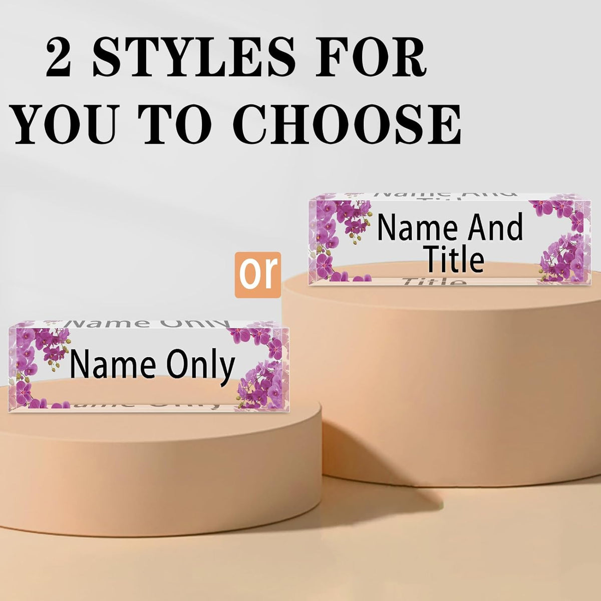 Name Plate for Desk Personalized, Acrylic Desk Decorations, Employee Appreciation Gifts, Custom Office Gifts for Coworkers, Boss, Teacher, Nurse (Orchid)