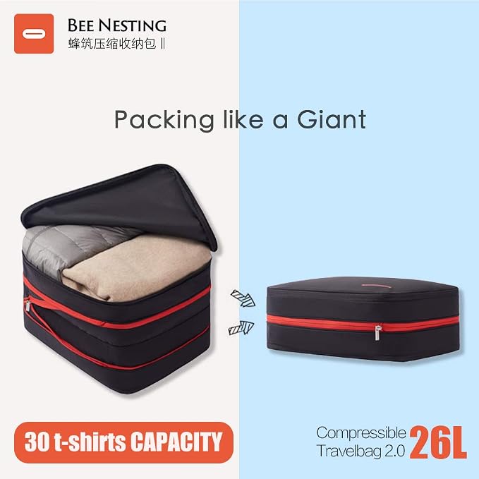 Bee Nesting Waterproof Compression Packing Cubes, Travel Packing organizers