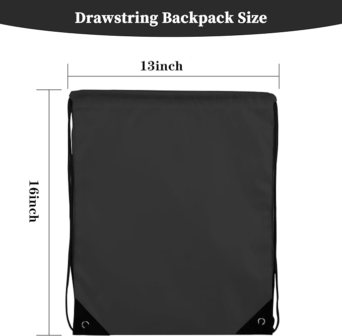 10Pcs Black Drawstring Backpack Bags Sack Pack Cinch Tote Sport Bulk Storage