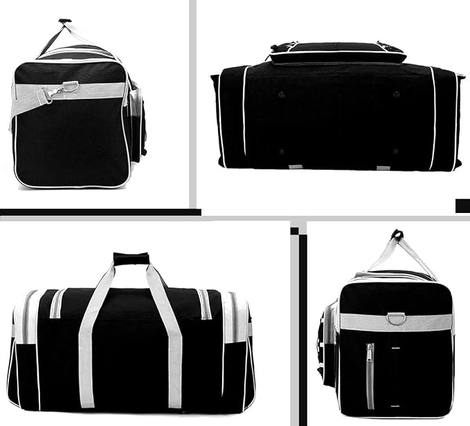 Travel Duffle Bags for Men 26" Black Weekender Over Night Carry On Bag
