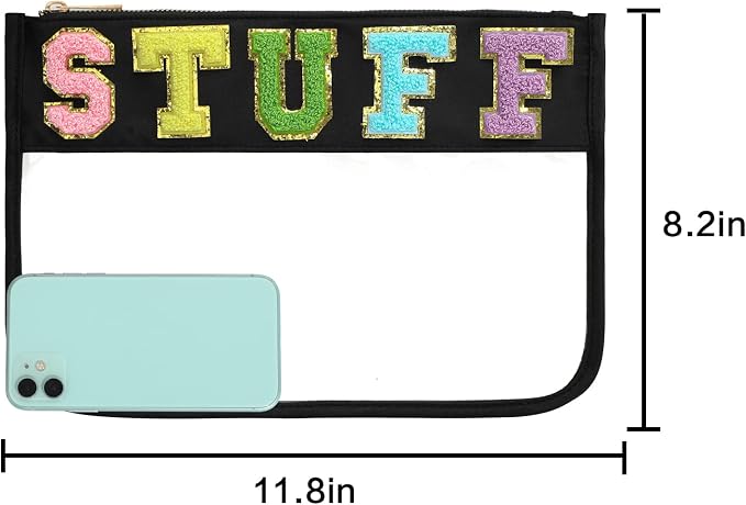 DYSHAYEN Chenille Letter Clear Zipper Pouch