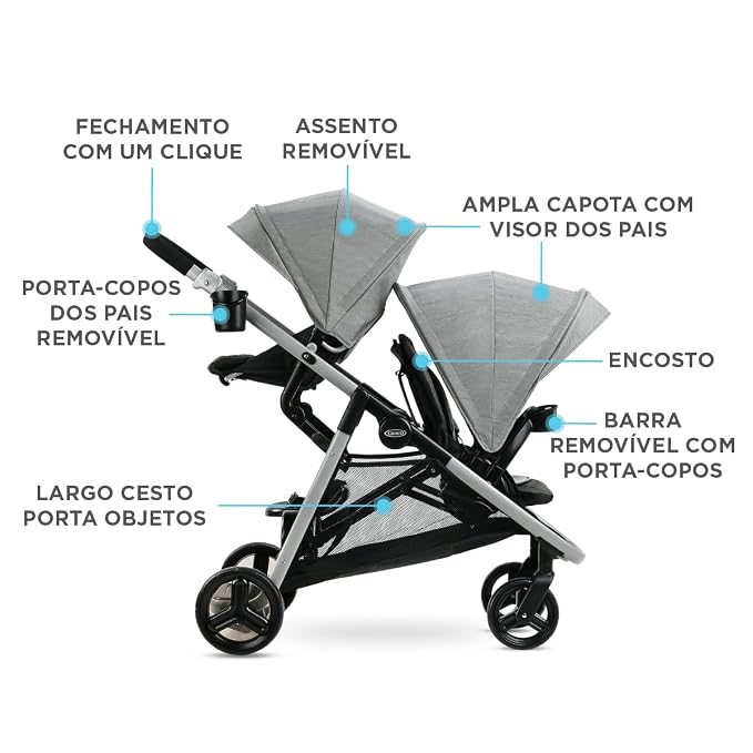 Graco Ready2Grow LX 2.0 Double Stroller Features Bench Seat and Standing