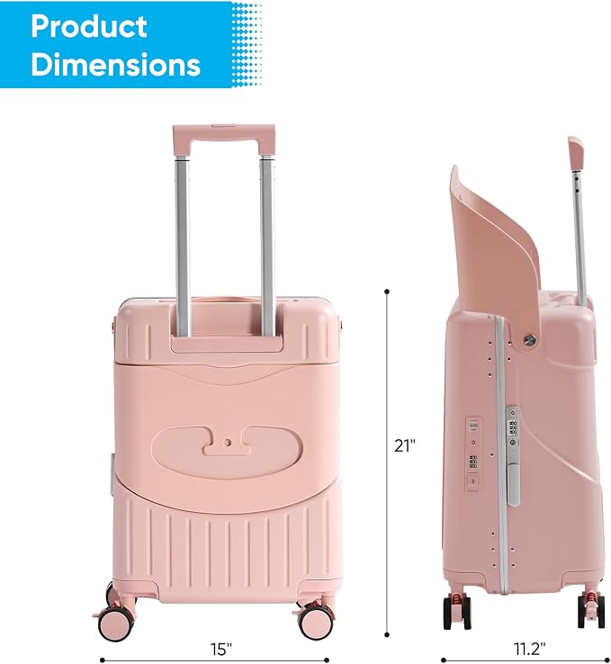 TABU 20" Ride-on Luggage with Seat，Front Opening Carry-On Hardshell Ride On