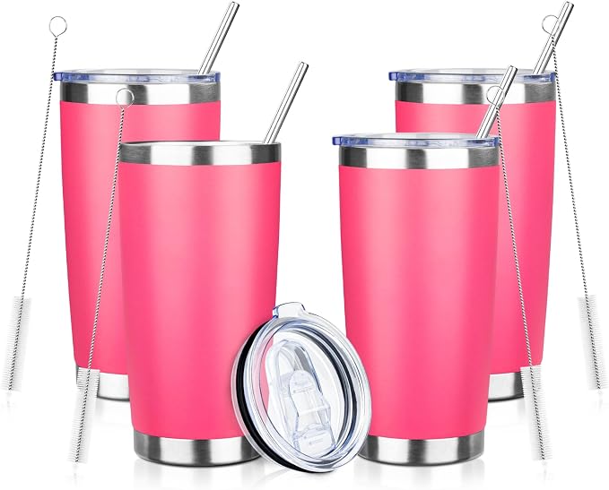 20oz Tumbler with Straw and Brush, Stainless Steel Vacuum Insulated tumbler