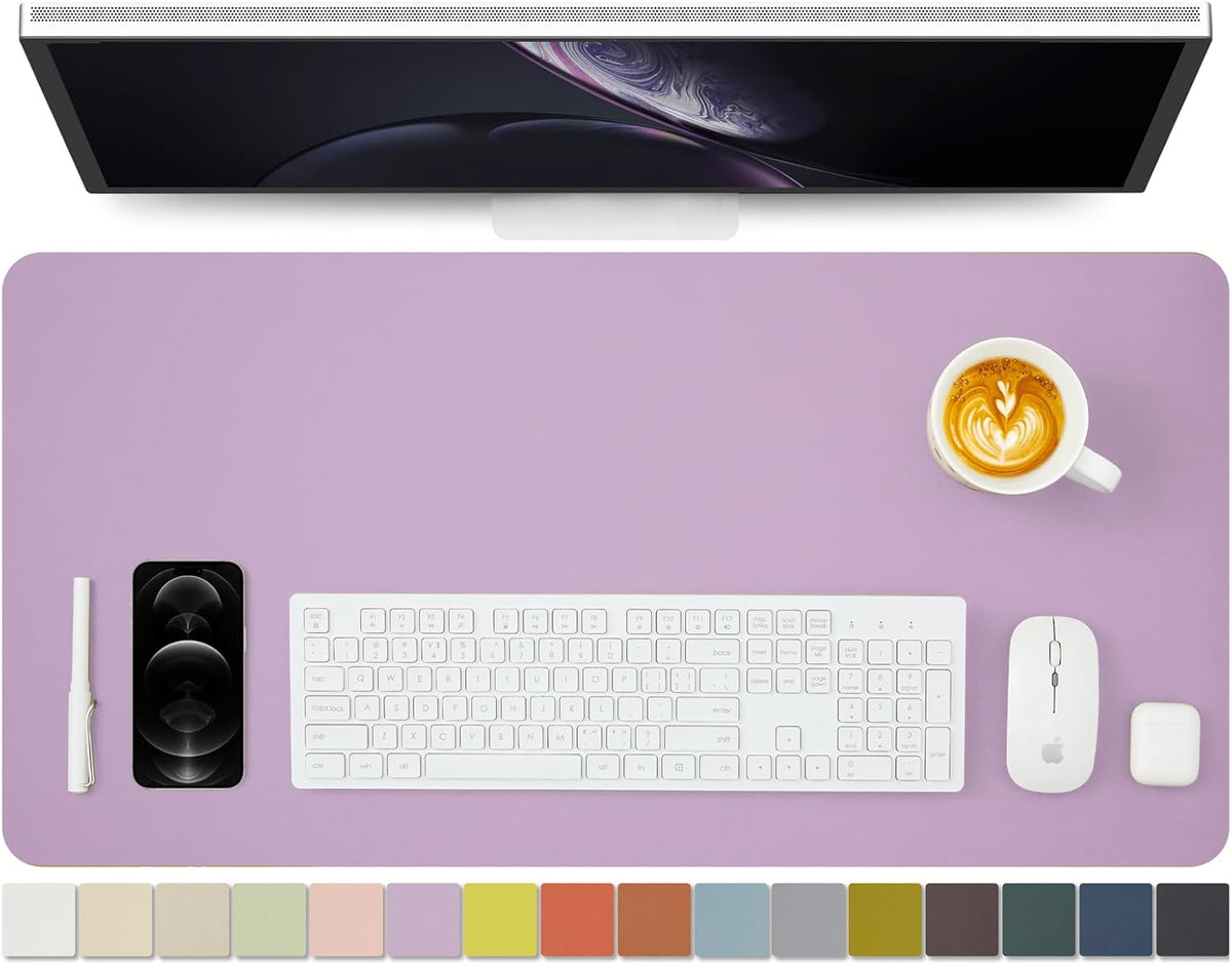 Leather Desk Mat - Non-Slip PU Desk Pad for Office and Home - Desk Organization and Accessories - Ideal for Large Mouse Pad and Desk Mats on Top of Desks (Purple,31.5"x 15.7")