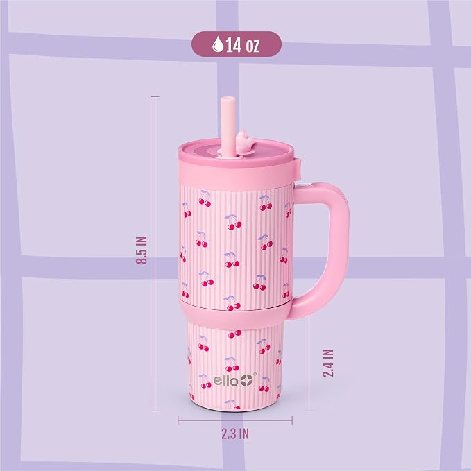 Ello Oasis 14oz Stainless Steel Tumbler - Preppy Cherries