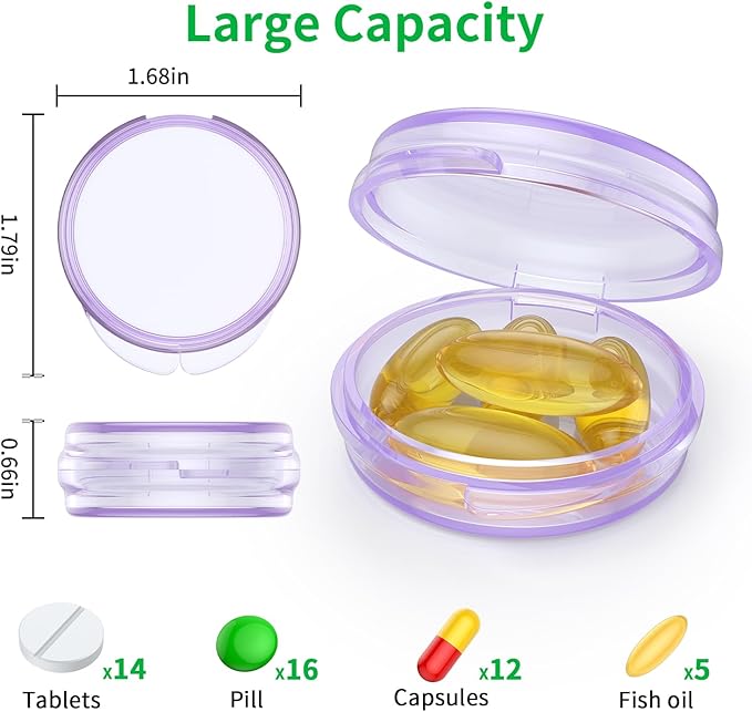 Small Pill Box, Travel Pill Case Portable Daily Pill Organizer Mini Medicine