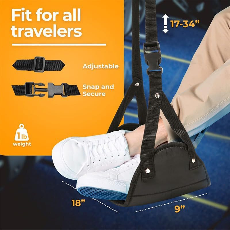 Foot Hammock for Plane Travel Accessories,Comfortable and Portable Airplane Foot Hammock,with Eye Mask and Earplugs,- Airplane Travel Essentials to Relax Your Feet