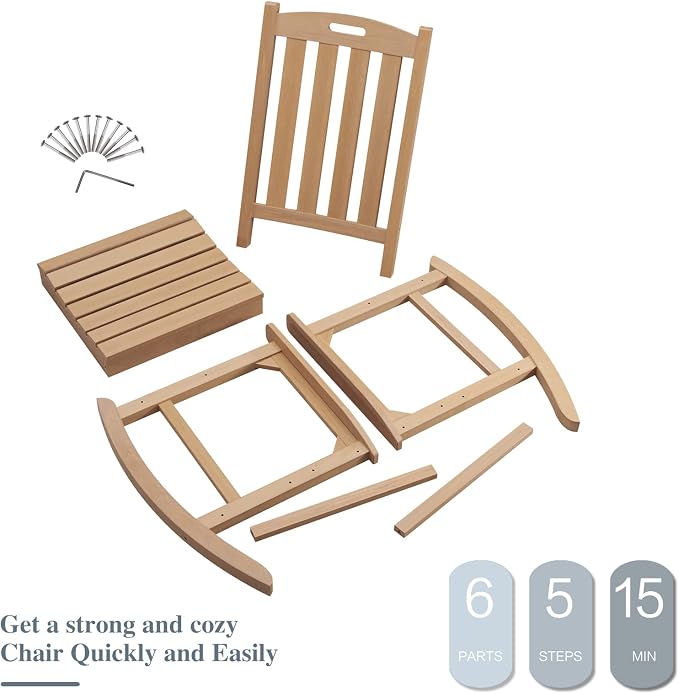 Psilvam Oversized Outdoor Rocking Chair Set of 2, Porch Rocker