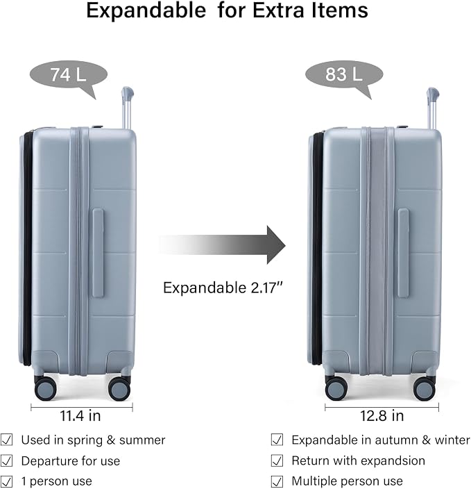 Hanke Hardside Expandable Checked Luggage, 24 Inch Top Opening Trunk Luggages