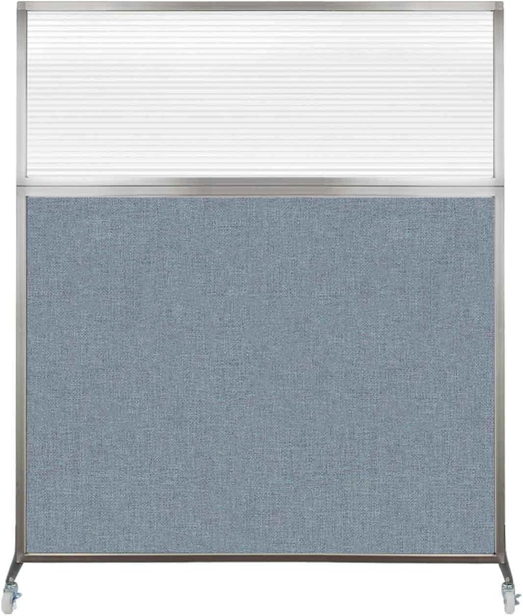 Versare Hush Screen Portable Room Divider with Wheels | Workstation Wall Divider | Freestanding Privacy Hush Panels | Clear Fluted Windows | Fabric Office Divider Screen | Great for Room Separation