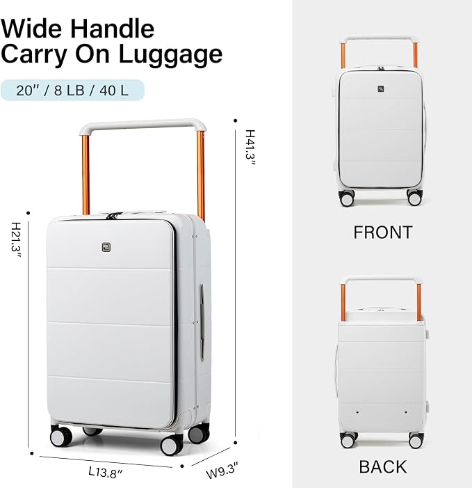 Hanke Top Opening Carry On Luggage, 20 Inch Zipperless Aluminum Frame Wide