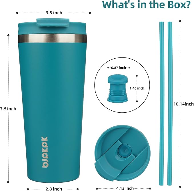 BJPKPK 22oz Tumbler With lid And Straw Stainless Steel Travel Coffee Mug Insulated Tumblers Cups,Laguna