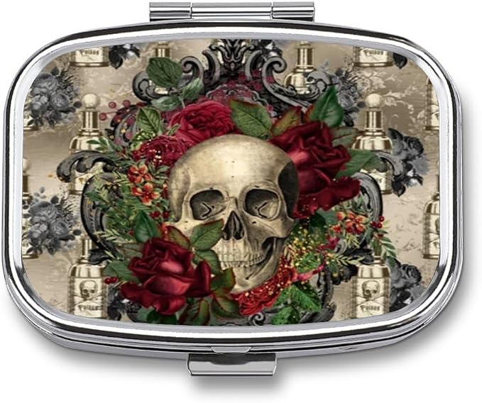 Metal 2 Compartment Pill Organizer Travel Friendly Portable Compact Pill Box