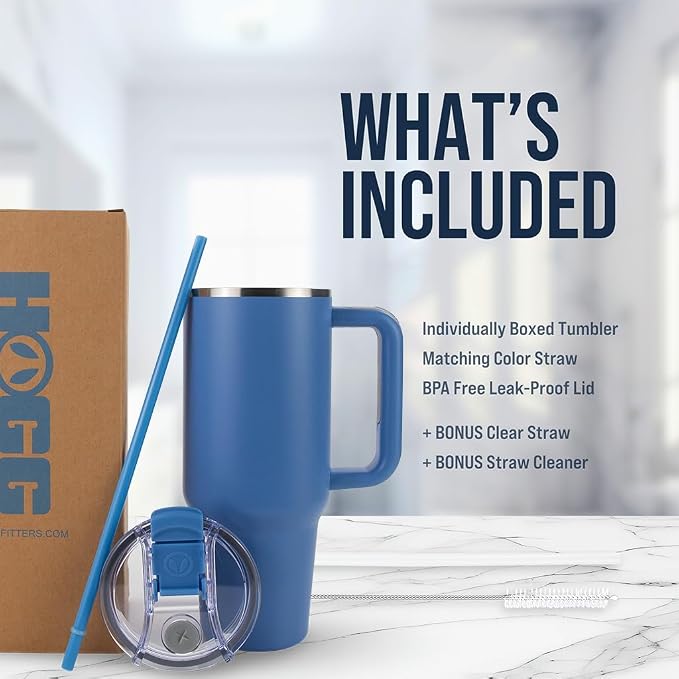 Hogg Big Swig 40 oz Tumbler with Handle and Straw - Peach Fizz, 40oz Insulated Stainless Steel, Water Tumbler with Straw, Water Cup with Handle, Versatile Leak Proof Lid