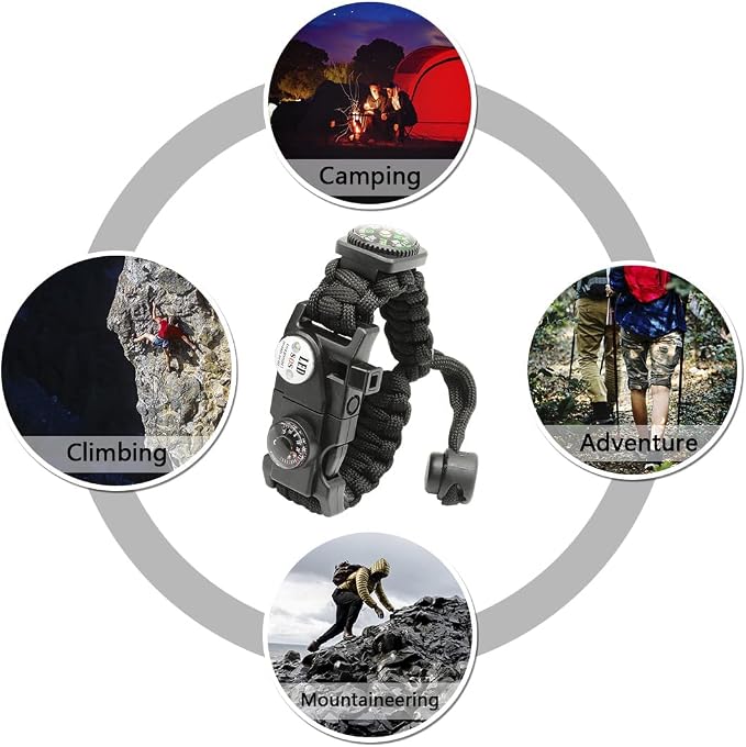 20 in 1 Survival Paracord Bracelet Adjustable Gear Kit