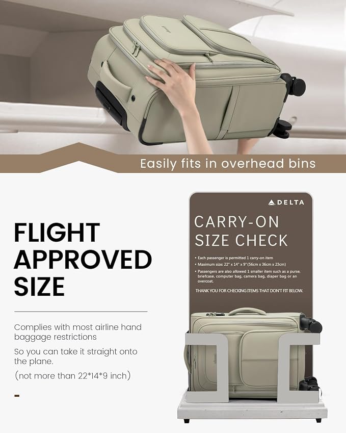 LOVEVOOK Carry On Luggage 22x14x9 Airline Approved, 22 Inch Softside Suitcases
