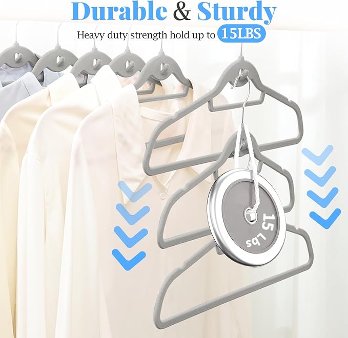 Velvet Felt Stackable Hangers 50 Pack, Non Slip,