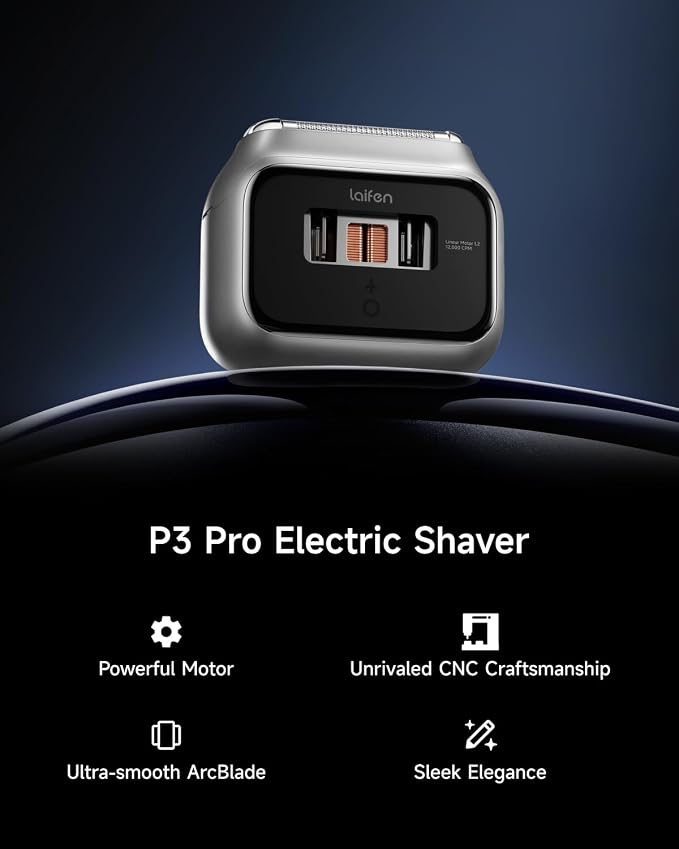 Laifen P3 Pro 3-Blade Electric Shaver, Dual Linear High-Speed Motors 12