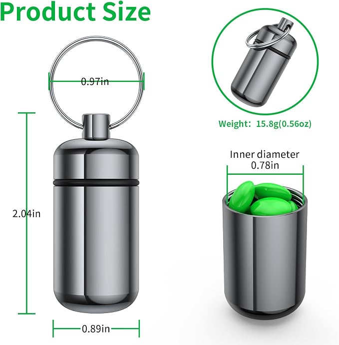 3 Pack Small Pill Box, Airtight Aluminum Alloy Pill Organizer Travel Pill Case