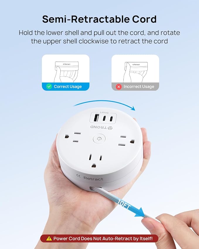 TROND Flat Plug Power Strip