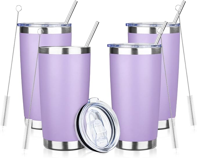 20oz Tumbler with Straw and Brush, Stainless Steel Vacuum Insulated tumbler