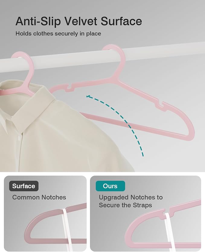 30 Pack Clothes Hangers, Non Slip Plastic Coat Hangers, Space Saving, Heavy Duty
