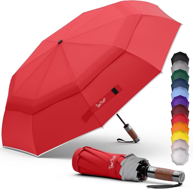 Royal Walk Windproof Folding Travel Umbrella Compact and Strong Luxurious Real