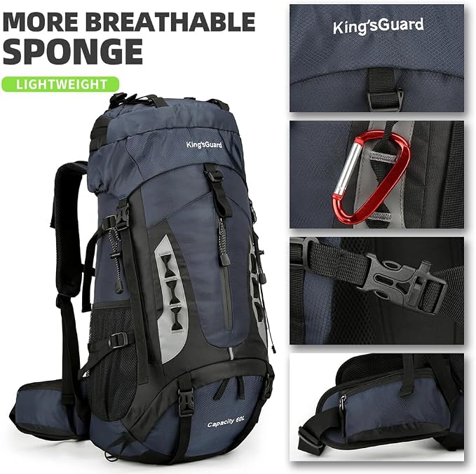 King'sGuard 60L Hiking Backpack Large Waterproof Camping Backpack