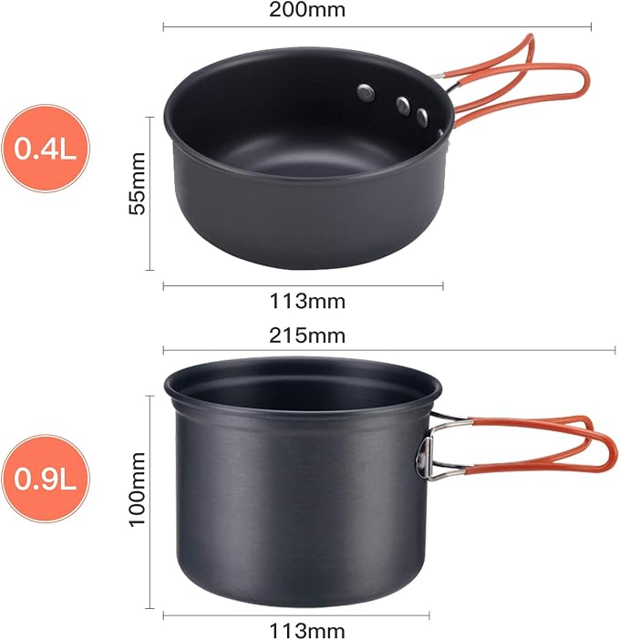 Bulin 24/13/11/8/4 PCS Camping Cookware Mess Kit Lightweight Backpacking
