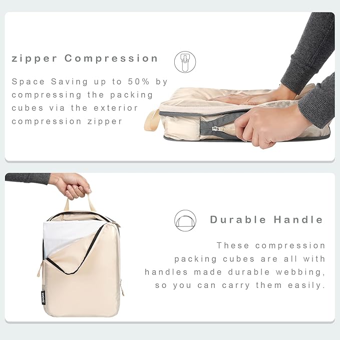 BAGAIL 6 Set Ultralight Compression Packing Cubes Packing Organizer