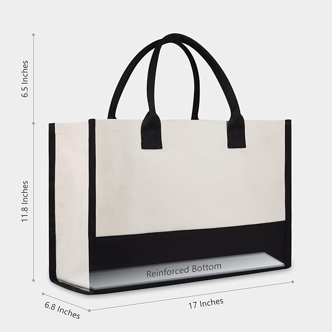 TOPDesign Embroidery Initial Canvas Tote Bag, Personalized Present Bag
