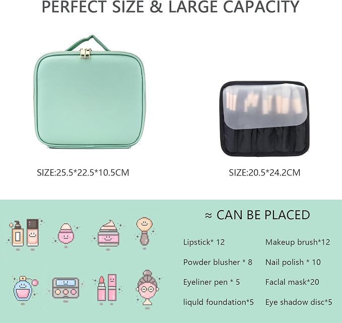 Makeup Bag with Led Mirror, Travel Makeup Organizer with 3 Color Setting