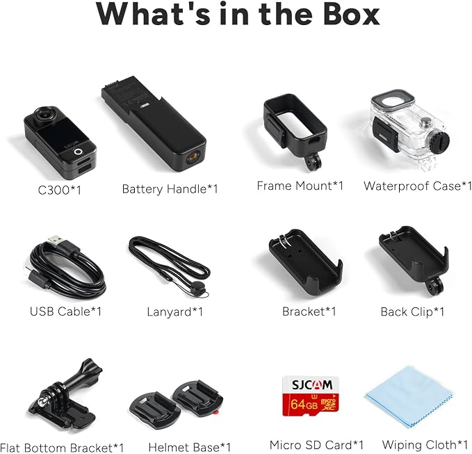 SJCAM C300 Pocket Action Camera 4K, 7Hour Power, 6-Axis Stabilization,