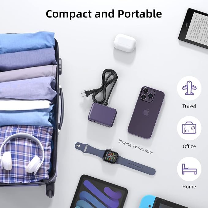 USB C Charger Block, 100W GaN 6 Port PD USB C QC USB A Wall Charger Adapter
