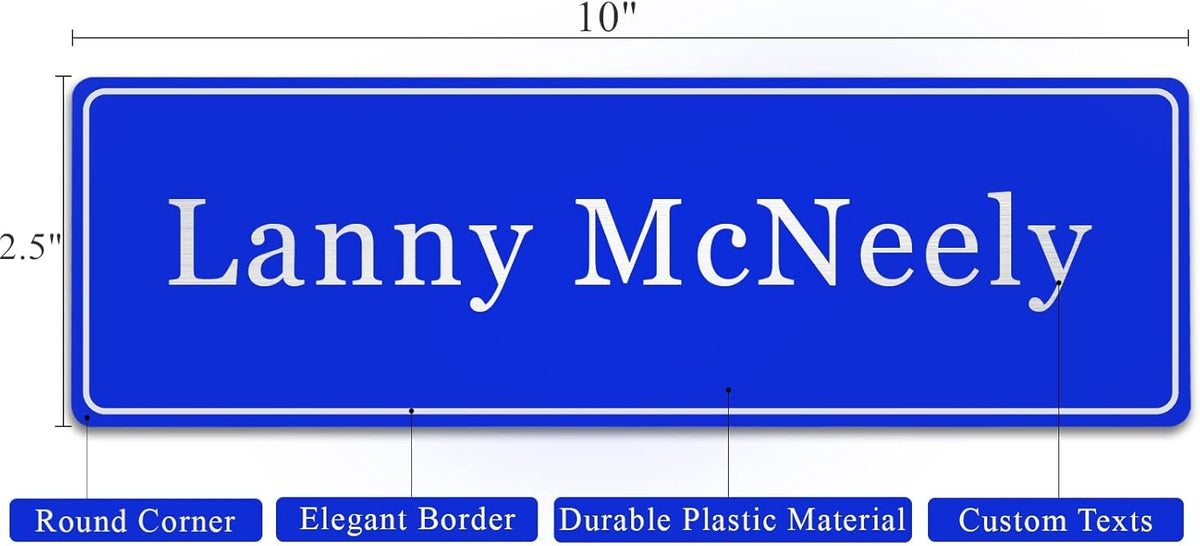 Custom Office Engraved Name Plate, Personalized Elegant Name Plates for Door or Wall Sign, Door Name Plate with Adhesive, Laser Engraving, 10 Colors Available (2.5" x 10")