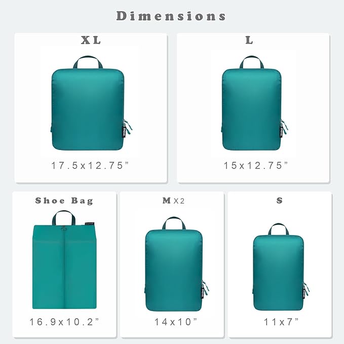 BAGAIL 6 Set Ultralight Compression Packing Cubes Packing Organizer