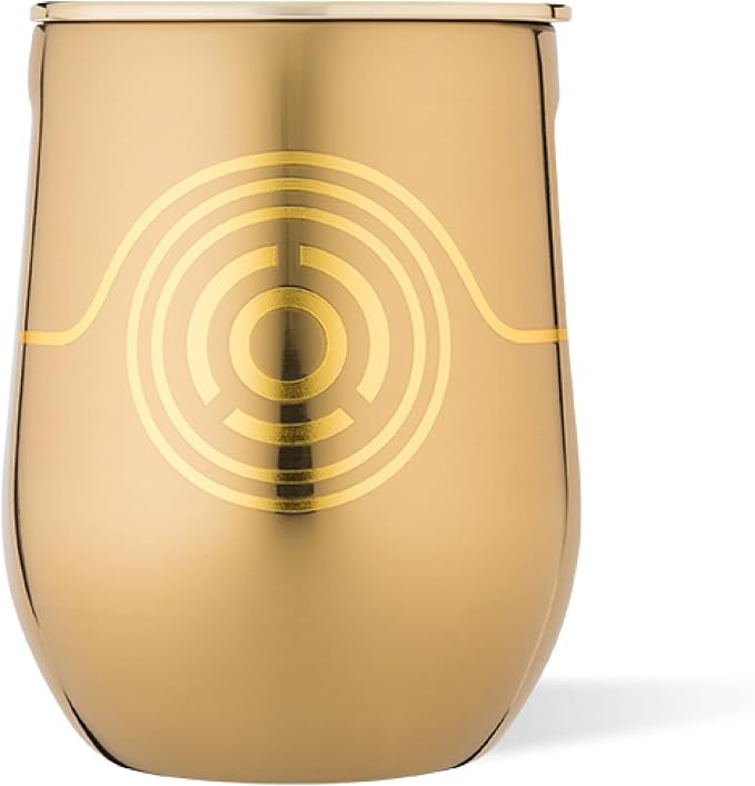 Corkcicle Stemless Insulated Wine Glass Tumbler - Beverages Cold 6 Hours & Hot 3 Hours - Stainless Steel - Easy-Grip - Summer Drinkware Gift - Keeps Drinks Ice - 12 oz - C-3PO