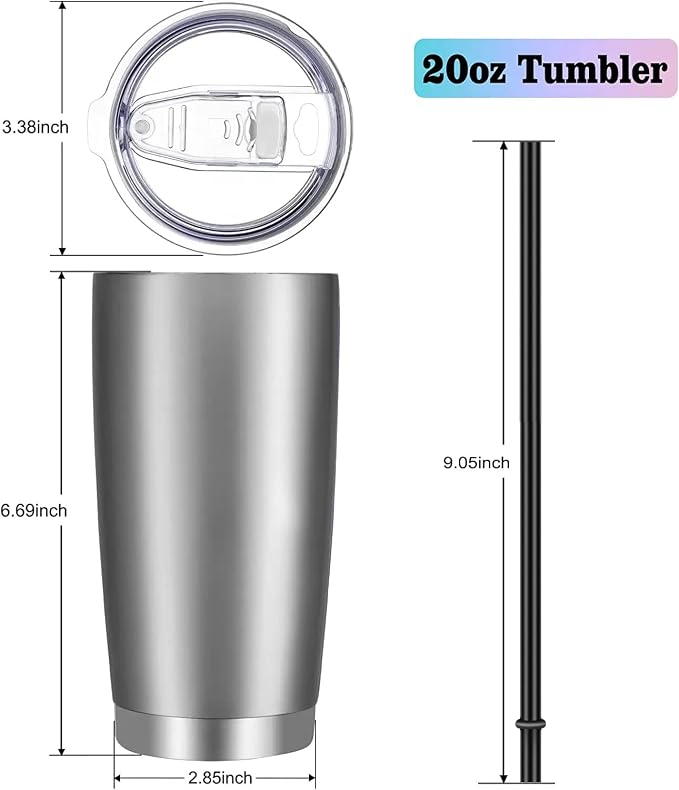 VEGOND 20oz Tumbler with Lid and Straw Stainless Steel Tumbler Cup Bulk Vacuum
