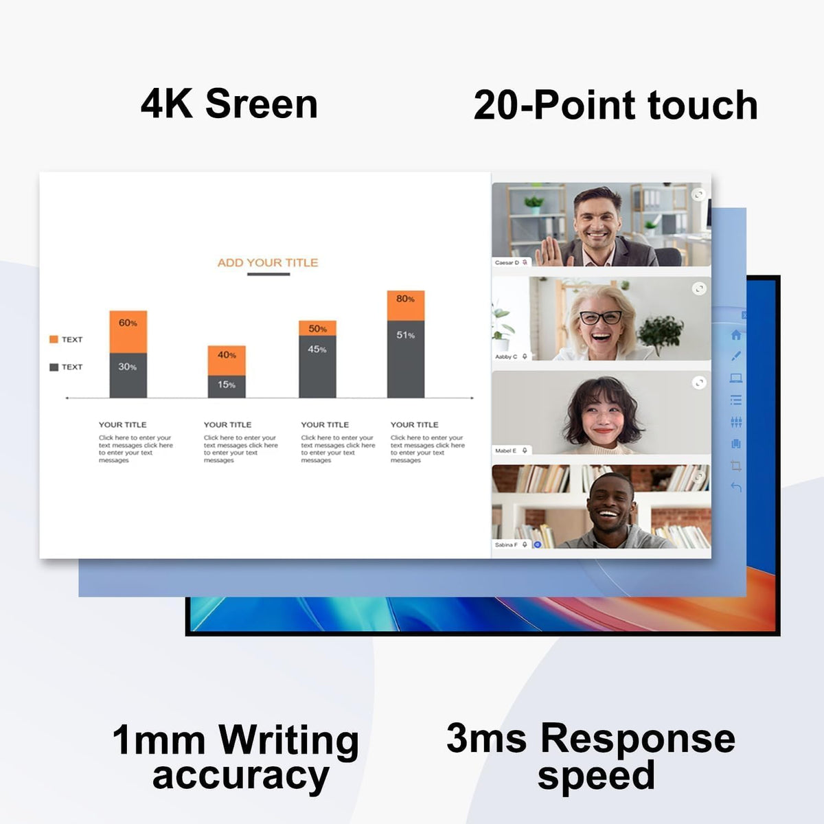 TIBURN FLIP HUB 55" S2 Android 13.0 4K UHD Rotating Smart Board | Digital whiteboard, Ideal for Hybrid Work, Interative Conference and Classroom Electronic Presentation Board with Flip Mobile Stand