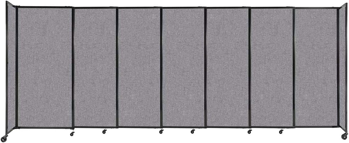 Versare Straightwall Sliding Portable Wall Partition | Freestanding Office Dividers | Locking Wheels | Temporary Room Separator | 15'6'' Wide x 6' Tall Cloud Gray Fabric Panels