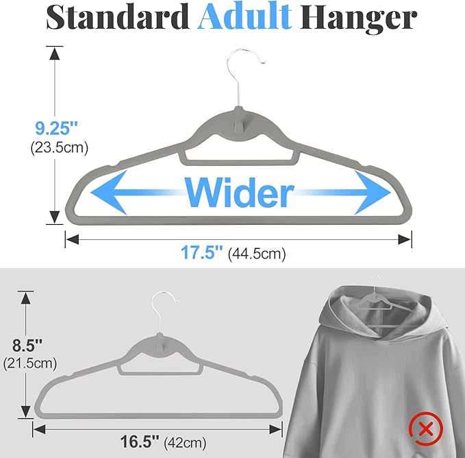 Velvet Felt Stackable Hangers 50 Pack, Non Slip,