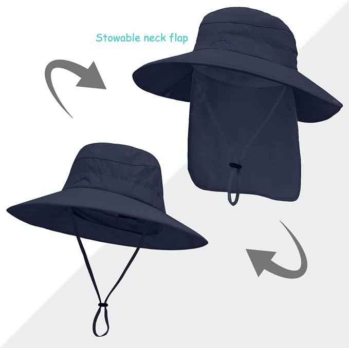 Sun Hats for Men Women, UPF50+ Protection Safari Hat, Wide Brim Fishing Hat