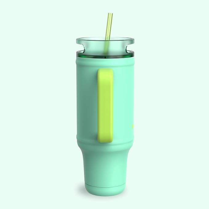 bubba 40 oz Insulated Stainless Steel Tumbler with Handle and Straw - Leakproof, Dishwasher Safe, Cup Holder Tumbler, Lead-Free and BPA-Free, Tropical Eclipse