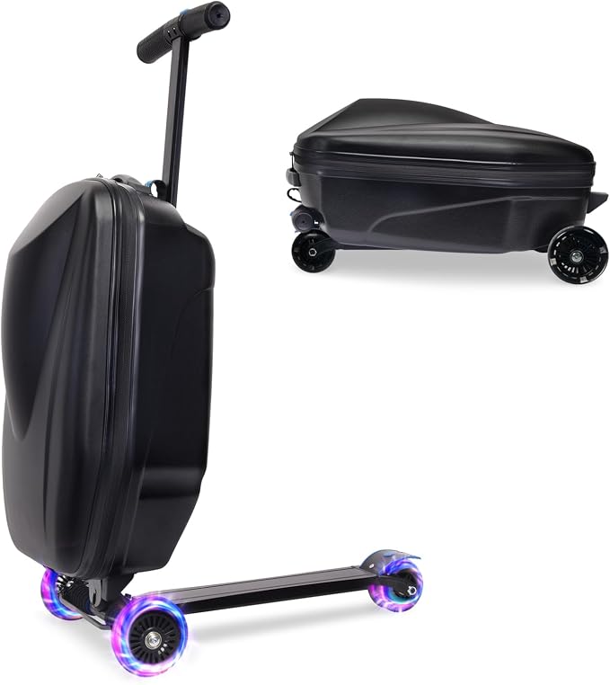 20" Scooter Suitcase for Kids, 2-in-1 Ride On Luggage