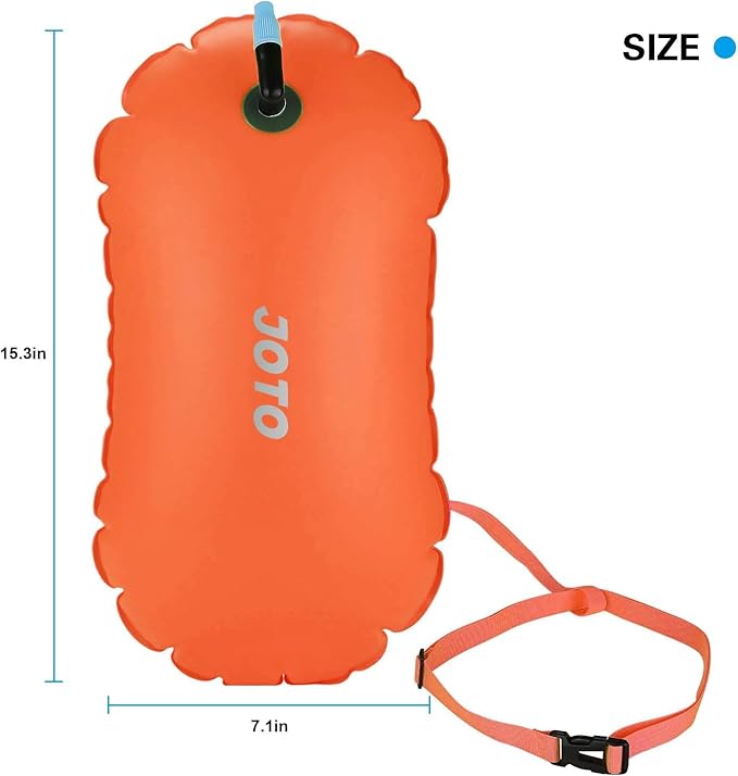 JOTO 2 Pack Swim Buoy Float for Open Water, Swimming Belt Bubble Safety Float with Adjustable Waist, Snorkeling, Swim Training, Triathletes, Kayaking
