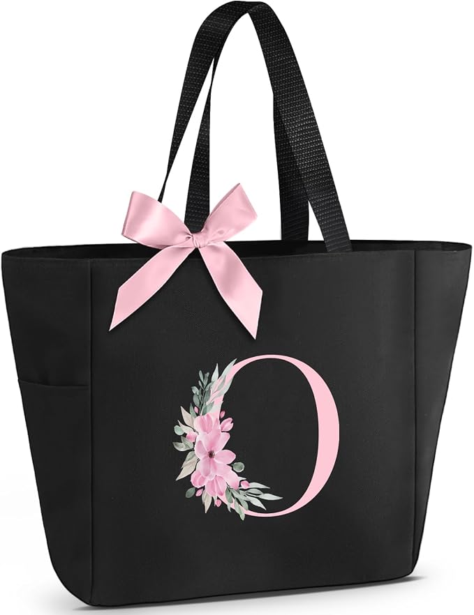 Vavabox Tote Bag, A-Z Initial Monogrammed Waterproof Tote Bag, Bridesmaid Gifts