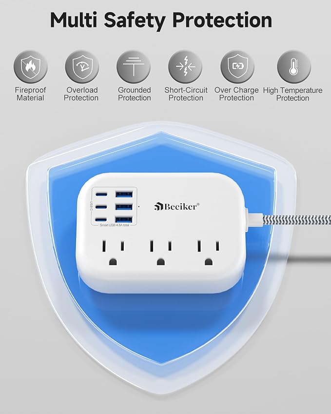 6 USB Power Strip- Travel Power Strip