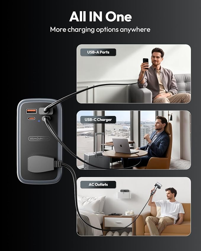 NTONPOWER GAN Ultra 65W USB Fast Charging Station, 7 in 1 Travel Power Strip