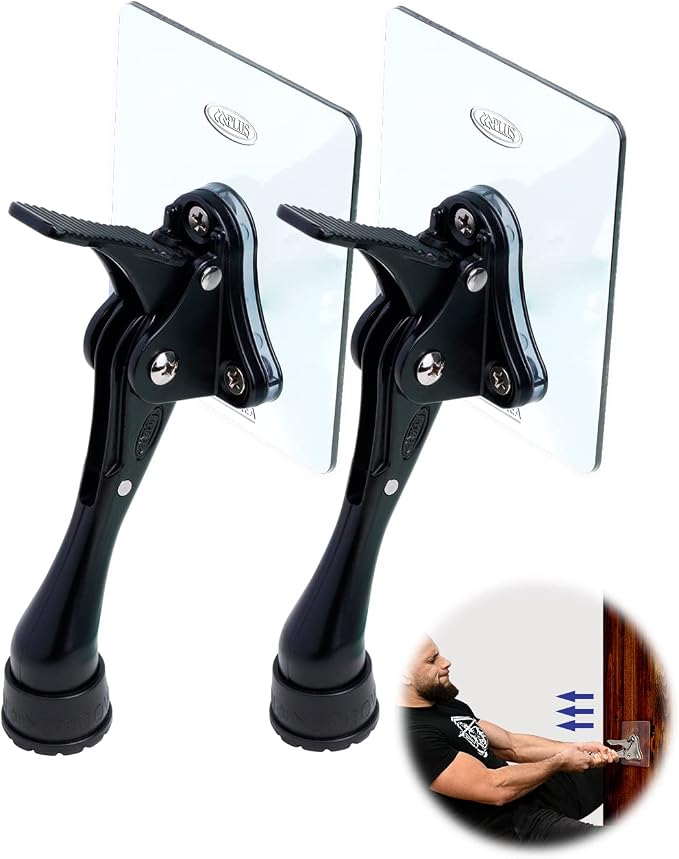 Door Stopper with Adhesive Bracket Stickers, No Drilling or Tools Needed
